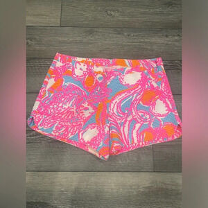 Lilly Pulitzer Adie Shorts Side Zip Pink/Orange/Blue Floral Size 0